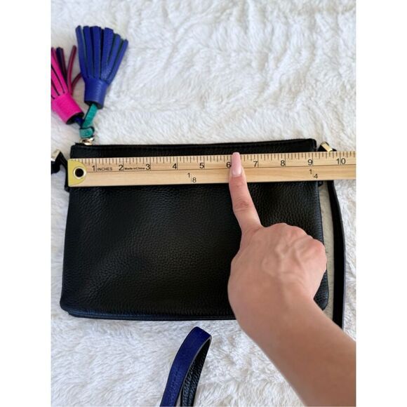 Kate Spade Black 100% Leather Crossbody Purse With Leather Tassels - Picture 12 of 15